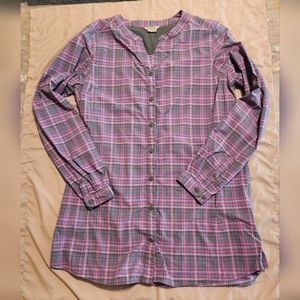 Duluth Trading Co. womens purple plaid tunic. Size medium